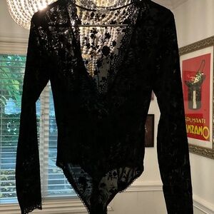 Free People Black Lace Bodysuit